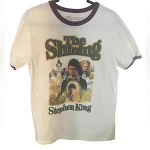 Out of Print White Tee with Maroon Trim